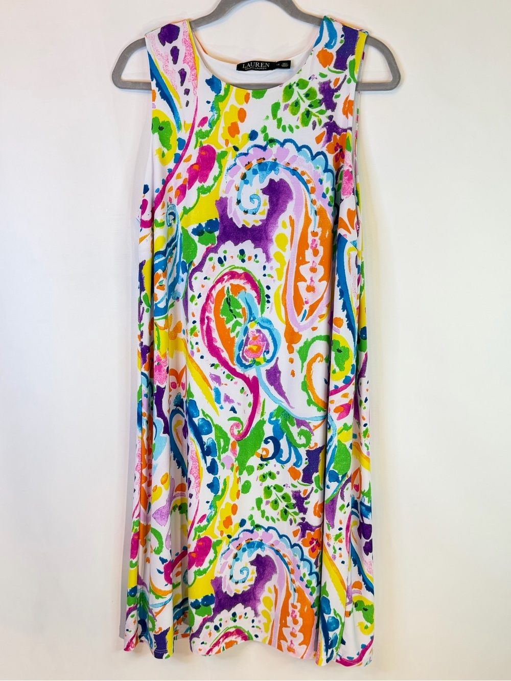 Lauren Ralph Lauren Womens 1X Dress Paisley Swirl Watercolor Lined Stretch